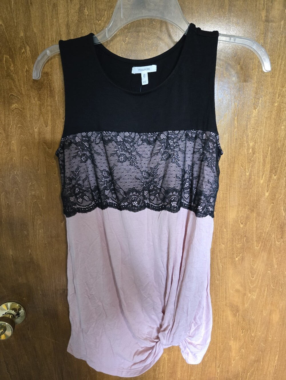 Maurices Maternity Black & Blush Lace-Trim Tank